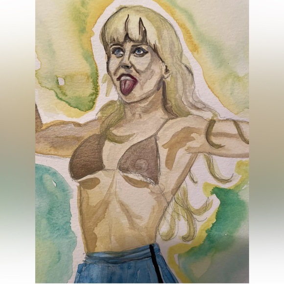 Amyl And The Sniffers Amy Taylor Watercolor Art 12 x 9 Inches Canson Paper - Picture 6 of 7